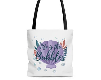 Life is the Bubbles Tote Bag, Disney Tote Bag, Little Mermaid Bag, Disney Travel Bag, Under the Sea Bag, Disney Shopping Bag, Mermaid Bag