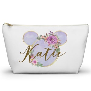 Personalised Purple Watercolour Accessory Bag, Disney Cosmetic Bag, Mickey Bag, Disney Travel Bag, Disney Bag, Disney Pencil Case, Mickey