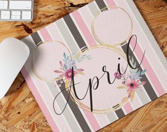 Striped Minnie Mouse Pad, Disney Mouse Mat, Disney Office, Disney Home, Disney Computer Mat, Disney Gifts, Disney Desk Pad, Office Supplies