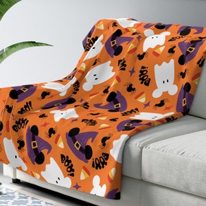 Disney Ghost Blanket, Hidden Mickey, Throw, Minnie Witch, Disney Bedding, Disney Halloween, Living, Disney Gift, Couch, Fall, Halloween