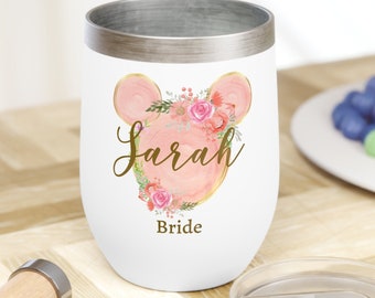 Personalized Wine Tumbler, Bridal Gifts, Disney Gifts, Bachelorette Party, Disney Bridesmaid Gifts, Maid of Honor Gift, Disney Wedding Favor