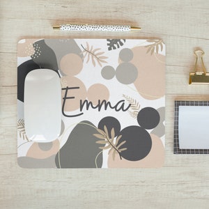 Personalized Boho Neutral Mouse Pad, Hidden Mickey Mat, Geometric, Modern Chic, Minimalist, Minnie Desk Pad, Disney Office, Gift, Stationery