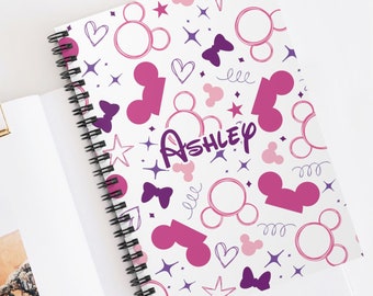 Personalized Purple Mickey Notebook, Mickey Spiral Notebook, Disney Office Decor, Disney Home, Disney Journal, Disney Notebook, Disney