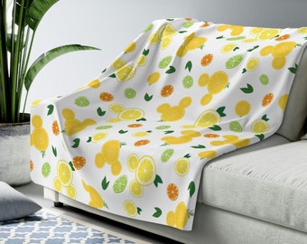 Citrus Hidden Mickey Blanket, Disney Sherpa Fleece Blanket, Disney Couch Blanket, Fruits Throw Blanket, Disney Home Decor, Disney Living