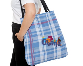 Ohana Canvas Tote Bag, Lilo & Stitch Bag, Disney Tote Bag, Disney Shopping Bag, Disney Travel Bag, Stitch Pattern Bag, Disney School Bag