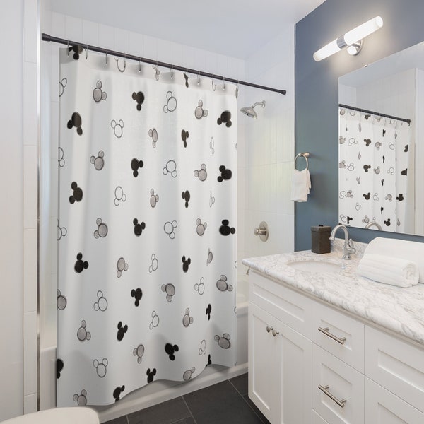 Disney Monochrome Shower Curtain, Mickey Bathroom, Disney Home Décor, Mickey Bathroom Décor, Bathroom Accessories, Subtle Mickey Décor, B&W