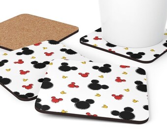 Mickey All Over Print Set of 4 Coaster, Disney Coaster, Minnie Mouse Coaster, Disney Home, Disney, Disney Office, Disney Drink, Disney Gift