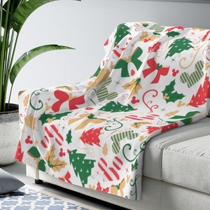 Disney Christmas Blanket, Hidden Mickey, Throw Blanket, Disney Bedding, Disney Nursery, Living, Disney Gift, Couch, Winter, Holidays Decor