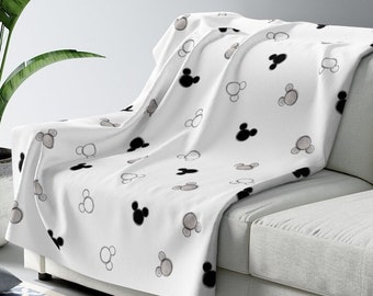 Disney Monochrome Blanket, Disney Sherpa Fleece Blanket, Disney Couch Blanket, Mickey Mouse Throw Blanket, Disney Home Decor, Disney Gift