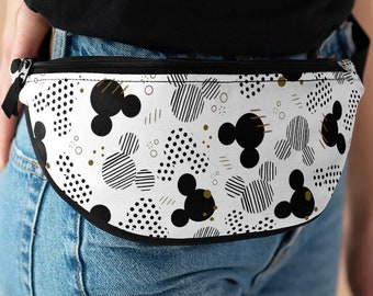 Saszetka Mickey Ears Fanny Pack, Polka Dot Disney Nerka, Torba podróżna Mickey, Portfel Theme Park, Torebka Cross Body, Torba na ramię, Pas na pieniądze, Czarno-złota