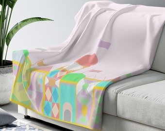 It's a Small World Blanket, Disney Sherpa Fleece Blanket, Disney Couch Blanket, Mickey Mouse Throw Blanket, Disney Home Decor, Disney Living