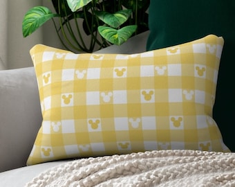 Mickey Checked Throw Pillow, Mickey Cushion, Disney Cushion, Minnie Pillow, Disney Home Decor, Disney Living Accessories, Disney Office Deco