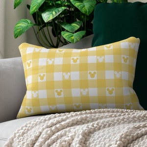 Mickey Checked Throw Pillow, Mickey Cushion, Disney Cushion, Minnie Pillow, Disney Home Decor, Disney Living Accessories, Disney Office Deco