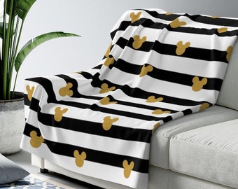 Disney Black and Gold Blanket, Disney Sherpa Fleece Blanket, Disney Couch Blanket, Disney Throw, Disney Home Decor, Disney Nursery Blanket