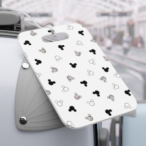 Etiquetas de bagagem personalizadas monocromáticas, etiqueta de bagagem Disney, impressão inspirada na Disney, etiqueta de férias, acessórios de viagem, ideia de presente Disney, Mickey