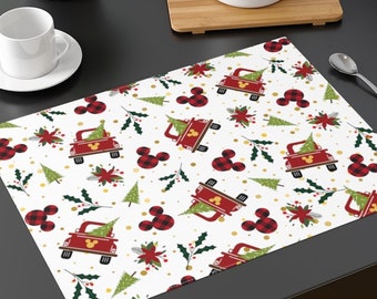 Disney Christmas Tree Placemat, Disney Home Decor, Minnie Table Linen, Kitchen Accessories, Dining, Mickey Christmas, Winter, Holidays Decor