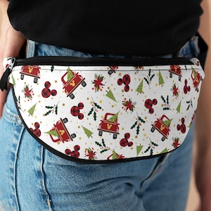 Disney Christmas Tree Fanny Pack, Hidden Mickey Bag, Mickey Ears Bag, Winter, Holidays, Cross Body Bag, Sling Bag, Hip Bag, Waist Bag, Gift