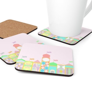 It&#39;s a Small World Coasters, Set of 4, Disney Coaster, Minnie Mouse Coaster, Mickey, Disney Office, Disney Drink, Gift, Disney Home Decor
