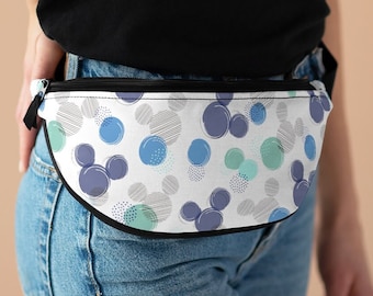 Disney Blue Polka Dot Fanny Pack, Disney Waist Bag, Mickey Travel Bag, Theme Park Purse, Cross Body Bag, Sling Bag, Disney Park Bag, Money