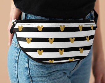 Disney Black and Gold Fanny Pack, Disney Waist Bag, Mickey Travel Bag, Theme Park Purse, Cross Body Bag, Sling Bag, Disney Park Bag, Money
