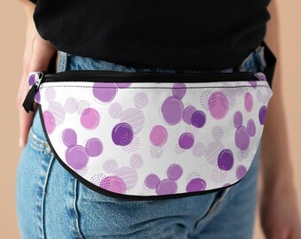Disney Polka Dot Purple Fanny Pack, Disney Waist Bag, Mickey Travel Bag, Theme Park Purse, Cross Body Bag, Sling Bag, Disney Bag, Money Bag