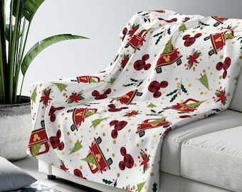 Coperta dell'albero di Natale Disney, Topolino nascosto, Coperta da lancio, Biancheria da letto Disney, Asilo nido Disney, Vivente, Regalo Disney, Divano, Inverno, Vacanze