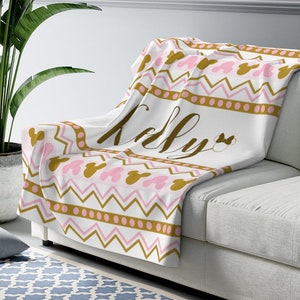 Personalized Mickey Blanket, Aztec Print, Disney Fleece Blanket, Disney Couch Blanket, Mickey Mouse Throw Blanket, Disney Geometric Print