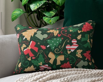 Disney Christmas Pillow, Hidden Mickey, Cushion, Disney Bedding, Disney Home, Nursery Decor, Disney Gift, Winter, Holidays Decor, Seasonal