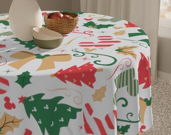 Disney Kerst tafelkleed, Disney Keuken, Disney Home Decor, Verborgen Mickey, Tafellinnen, Seizoensgebonden, Mickey Dineren, Vakantie Decor, Kerstmis