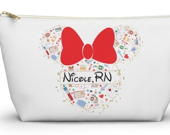 Personalized Accessory Bag, Disney Nurse Bag, Nursing School Bag, Disney Cosmetic Bag, Nurse Pouch, Nurse Thank You Gift, Doctor, LPN MD RN