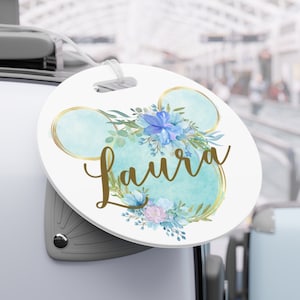 Minnie Watercolor Luggage Tag, Blue, Disney Luggage Tag, Vacation Tag, Travel Accessories, Disney Gifts, Fillers, Personalized Gift Ideas