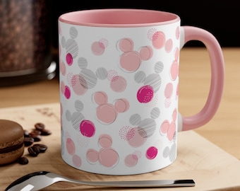 Taza de lunares rosas de Disney, taza inspirada en Disney, taza de Magic Kingdom, regalo de Disney, taza de café de Disney, taza de té de Disney, taza de minnie, casa de Disney