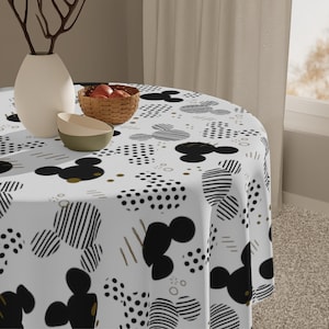 Mickey Ears Table Cloth, Disney Kitchen, Disney Home Decor, Hidden Mickey, Table Linen, Disney Dining Decor, Mickey Dining, Black & White