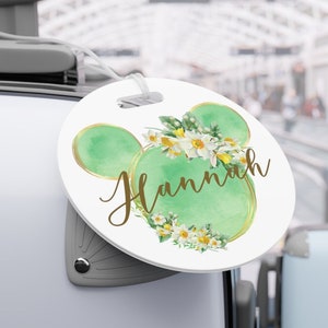 Minnie Watercolor Luggage Tag, Green, Disney Luggage Tag, Vacation Tag, Travel Accessories, Disney Gifts, Fillers, Personalized Gift Idea