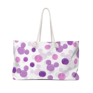Lila Polka Dot Mickey Weekender Tasche, Versteckte Minnie Tasche, Disney Strandtasche, Mickey Pool Tasche, Nachttasche, Kreuzfahrttasche, Disney Reise, Geschenk