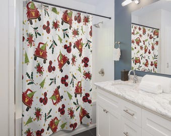 Disney Christmas Shower Curtain, Mickey Bathroom, Disney Home Décor, Mickey Bathroom, Bathroom Accessories, Disney Curtain, Subtle Mickey