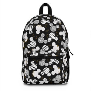 Mickey Polka Dot Backpack, Disney Backpack, Black Background, Disney School Bag, Disney Vacation Bag, Disney Park Bag, Theme Park Bag,Minnie