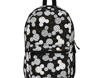 Zaino a pois di Topolino, Zaino Disney, Sfondo nero, Borsa della scuola Disney, Borsa per le vacanze Disney, Borsa del parco Disney, Borsa del parco a tema, Minnie