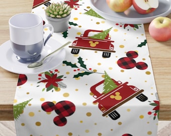 Runner da tavola di Natale Disney, cucina Disney, decorazioni per la casa Disney, tovaglietta di Topolino, biancheria da tavola, stoviglie Disney, festività, regalo di Natale