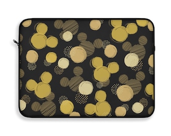 Funda para computadora portátil Disney Black & Gold Polka Dot, Funda para computadora portátil Disney, Cubierta para computadora portátil, Disney Office, Accesorios de escritorio Disney, Funda para ratones Minnie Mouse