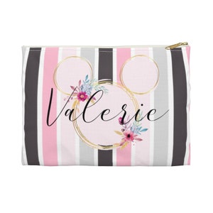 Stripe Disney Pouch, Disney Cosmetic Bag, Mickey Bag, Disney Travel Bag, Disney Pencil Case, Disney Accessories, Minnie Mouse Bag, Pink Bag