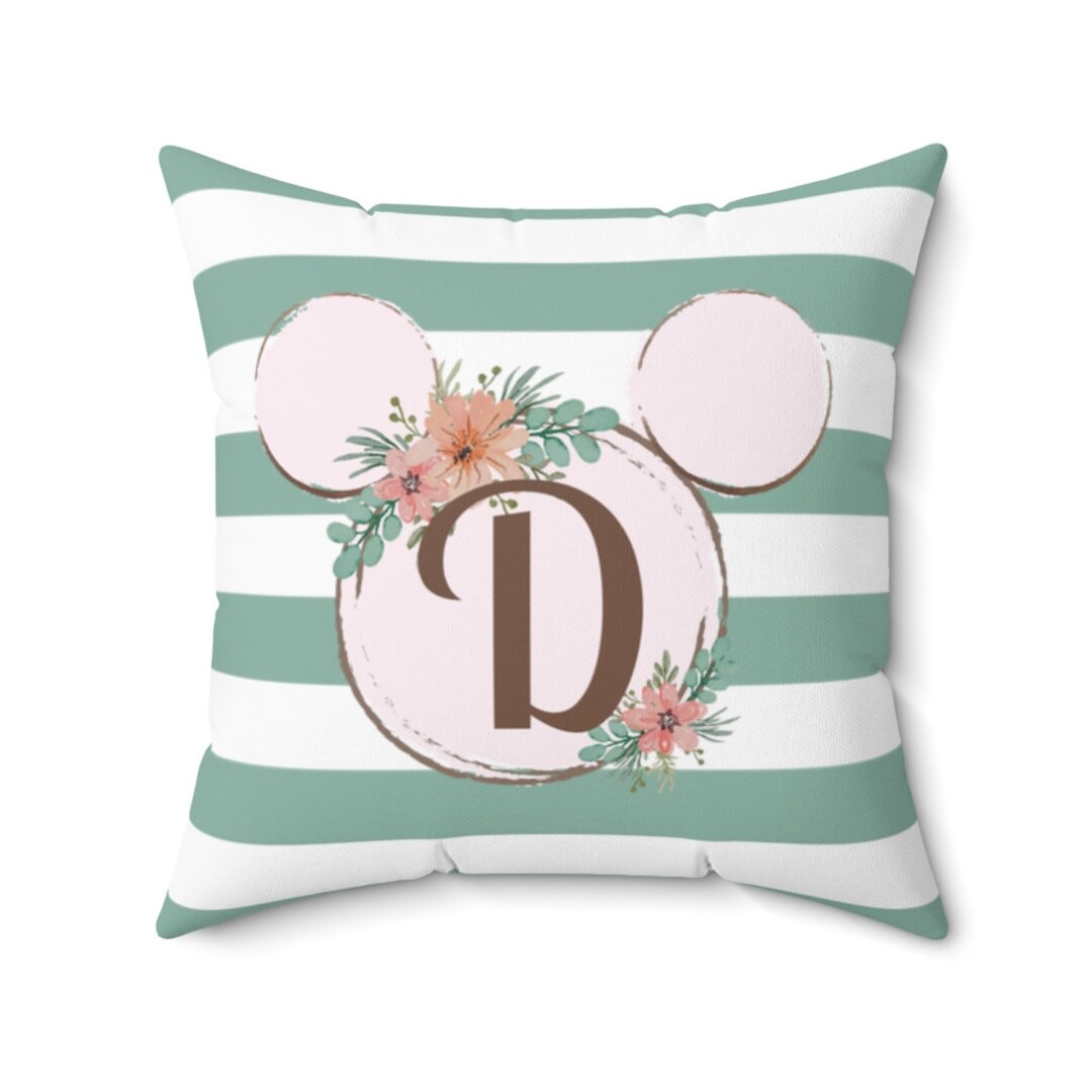Initial Disney Throw Pillow, Disney Pillow, Mickey Cushion, Minnie