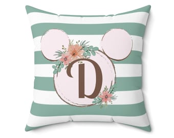 Initial Disney Throw Pillow, Disney Pillow, Mickey Cushion, Minnie Cushion, Minnie Pillow, Disney Home Decor, Disney Nursery, Disney Gifts
