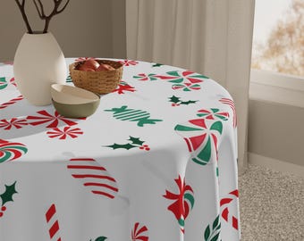 Disney kerstboomtafelkleed, Disney Kitchen, Disney Peppermint, Verborgen Mickey, Tafellinnen, Seizoensgebonden, Mickey Dining, Feestdagen, Snoep