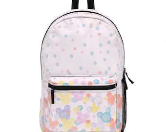 Colourful Disney Backpack, Hidden Mickey Backpack, Disney Pattern School Bag, Disney Vacation Bag, Disney Backpack, Disney Theme Park Bag