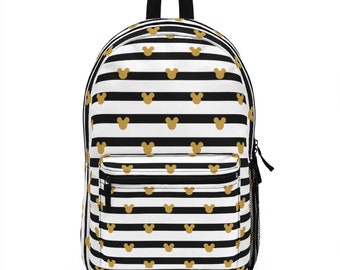 Zaino Disney Nero e Oro, Disney School Bag, Disney Vacation Bag, Disney Park Bag, Theme Park Bag, Disney Travel Bag, Mickey Mouse Bag