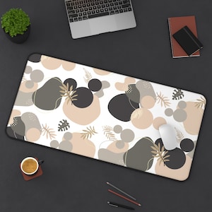 Boho Neutral Desk Mat, Hidden Mickey Mat, Geometric, Modern Chic, Minimalist, Minnie Desk Pad, Disney Office, Gift, Stationery, Mouse Pad