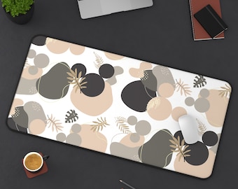 Boho Neutral Desk Mat, Hidden Mickey Mat, Geometric, Modern Chic, Minimalist, Minnie Desk Pad, Disney Office, Gift, Stationery, Mouse Pad