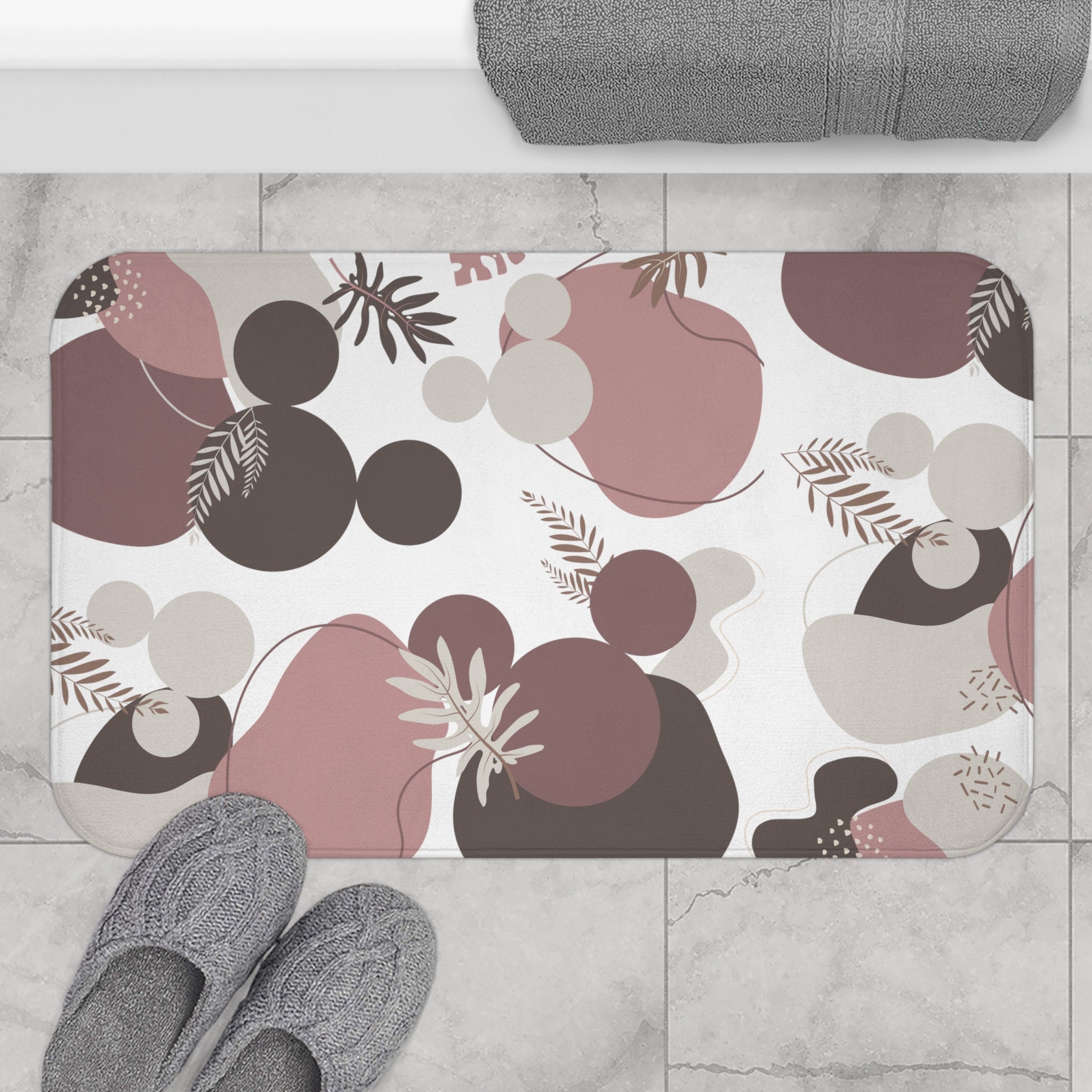 Disney Boho Blush Bath Mat, Anti-Slip Rug, Bathroom Decor