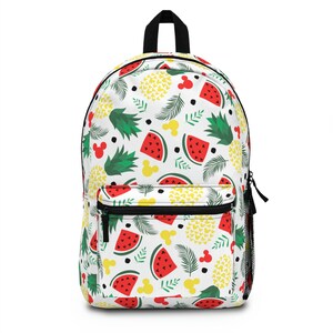 Hidden Mickey Fruits Backpack, Disney Backpack, Disney Pattern School Bag, Disney Vacation Bag, Disney Backpack, Disney Theme Park Bag